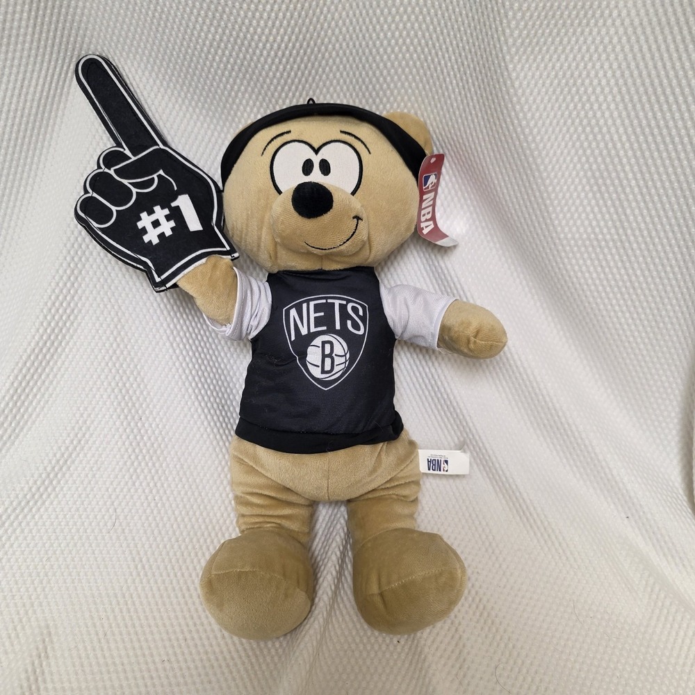 2021 Brooklyn NY Nets NBA Bear Stuffed Animal Plush 14 #1 Basketball Foam Finger
